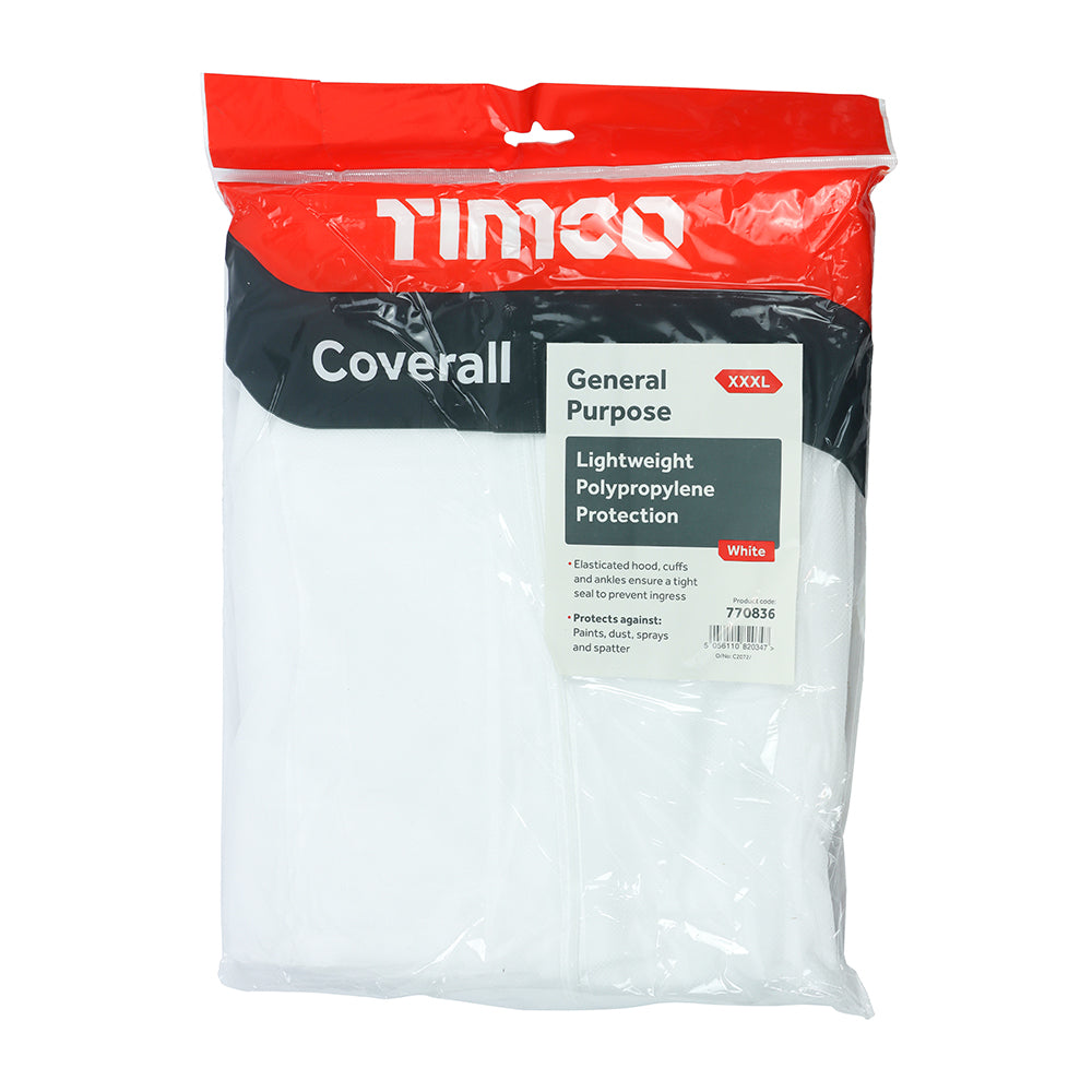 This is an image of Timco - General Purpose Coverall - White XXX Large (1 Each Bag) 770836