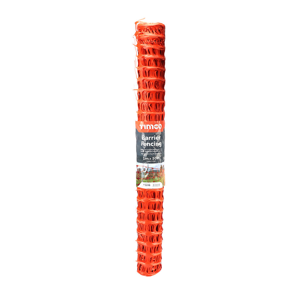 This is an image of Timco - Barrier Fencing - Orange 1m x 50m (1 Each Bag) 775248
