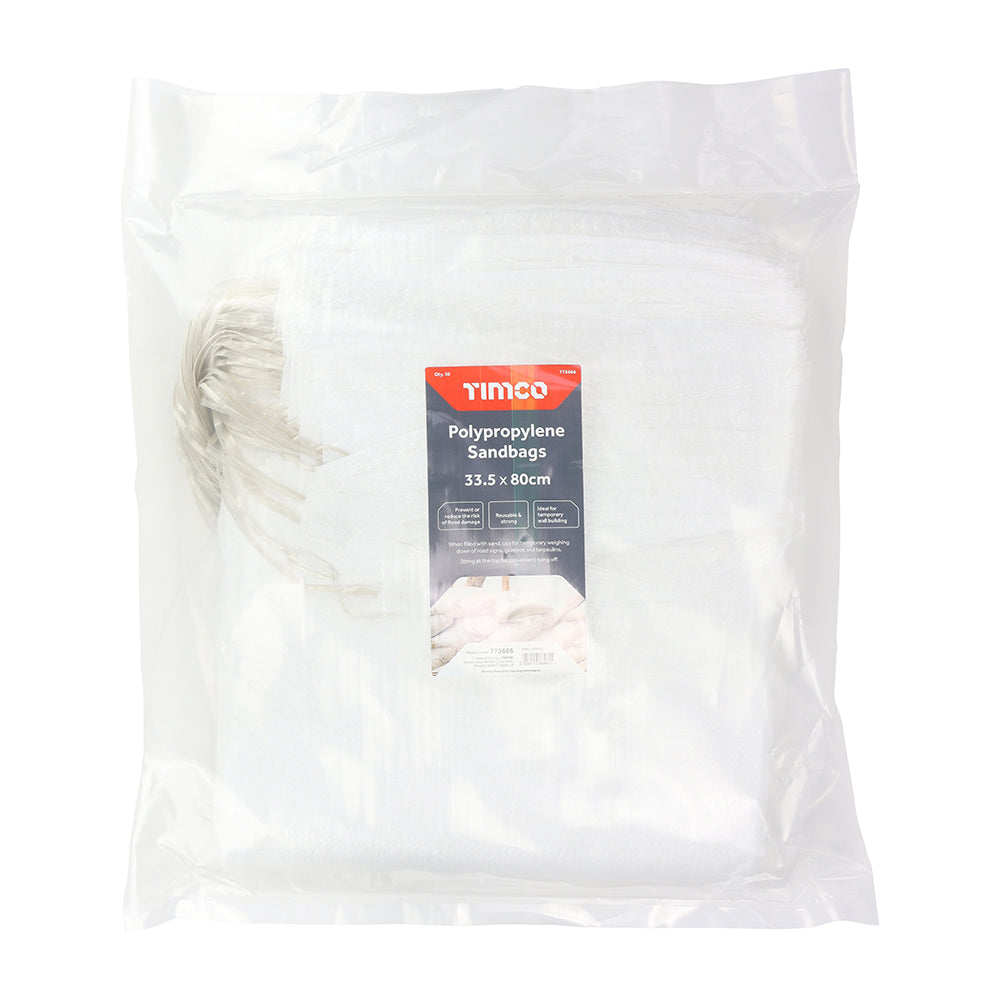 This is an image of Timco - PP Sandbags - White 33.5 x 80cm (50 Pieces Bag) 775666