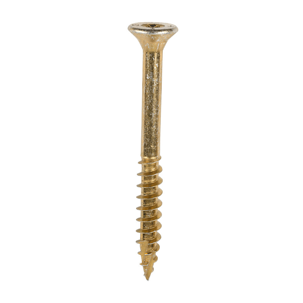 This is an image of Timco - C2 Clamp-Fix Screws - TX - Double Countersunk with Ribs - Twin-Cut - Yellow 8.0 x 80mm - (100 PCS Box) 80080C2C