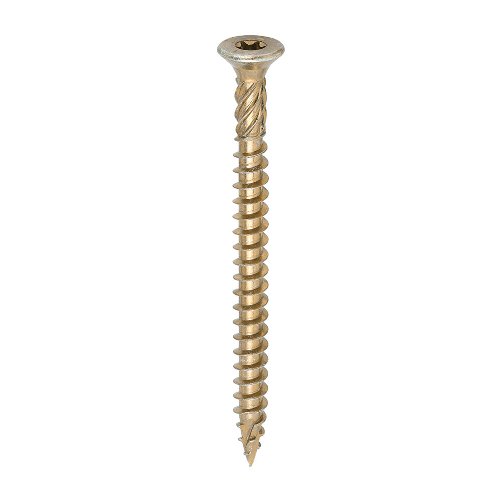 This is an image of Timco - C2 Clamp-Fix Screws - TX - Double Countersunk with Ribs - Twin-Cut - Yellow 8.0 x 100mm - (100 PCS Box) 80100C2C