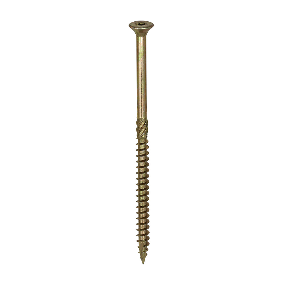 This is an image of Timco - C2 Clamp-Fix Screws - TX - Double Countersunk with Ribs - Twin-Cut - Yellow 8.0 x 150mm - (50 PCS Box) 80150C2C