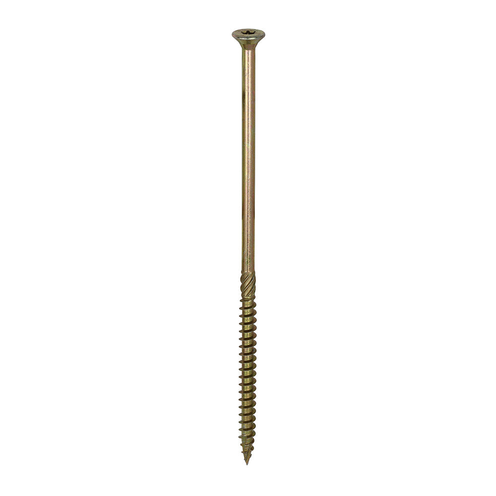 This is an image of Timco - C2 Clamp-Fix Screws - TX - Double Countersunk with Ribs - Twin-Cut - Yellow 8.0 x 200mm - (50 PCS Box) 80200C2C