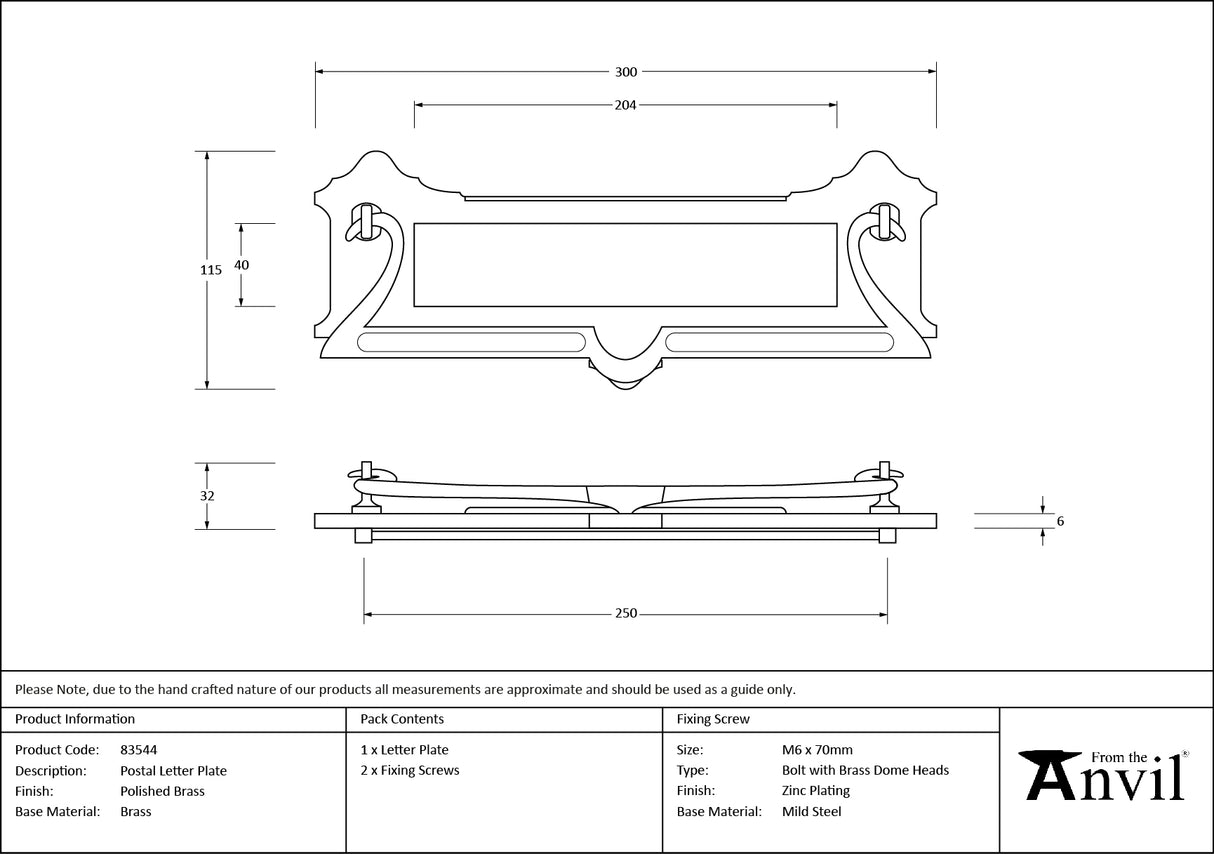From The Anvil - Polished Brass Postal Letter Plate | Sku. 83544 | Trade Door Handles.