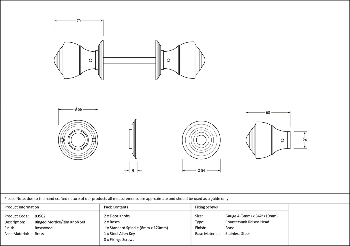From The Anvil - Rosewood Ringed Mortice/Rim Knob Set | Sku. 83562 | Trade Door Handles.