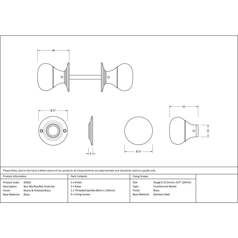 From The Anvil - Ebony and PB Bun Mortice/Rim Knob Set | Sku. 83563 | Trade Door Handles.