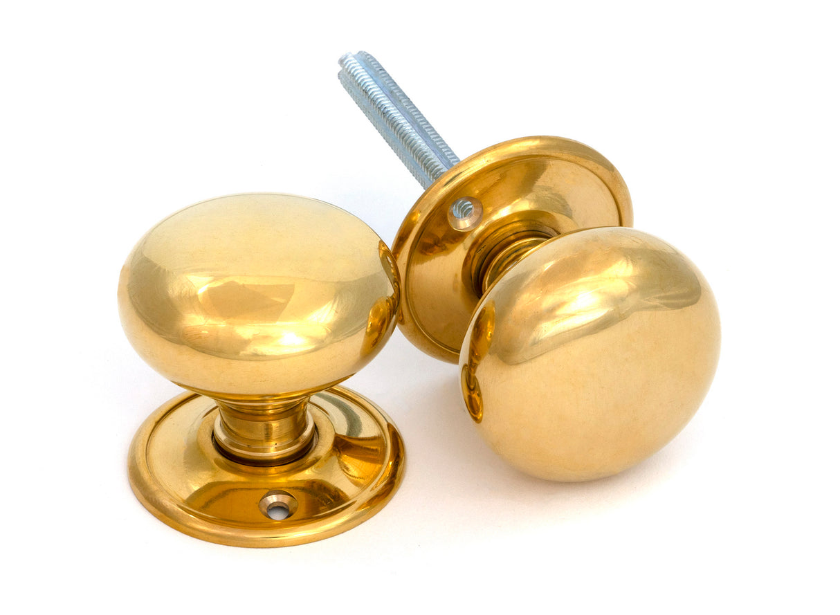 From The Anvil - Polished Brass Mushroom Mortice/Rim Knob Set | Sku. 83564 | Trade Door Handles.