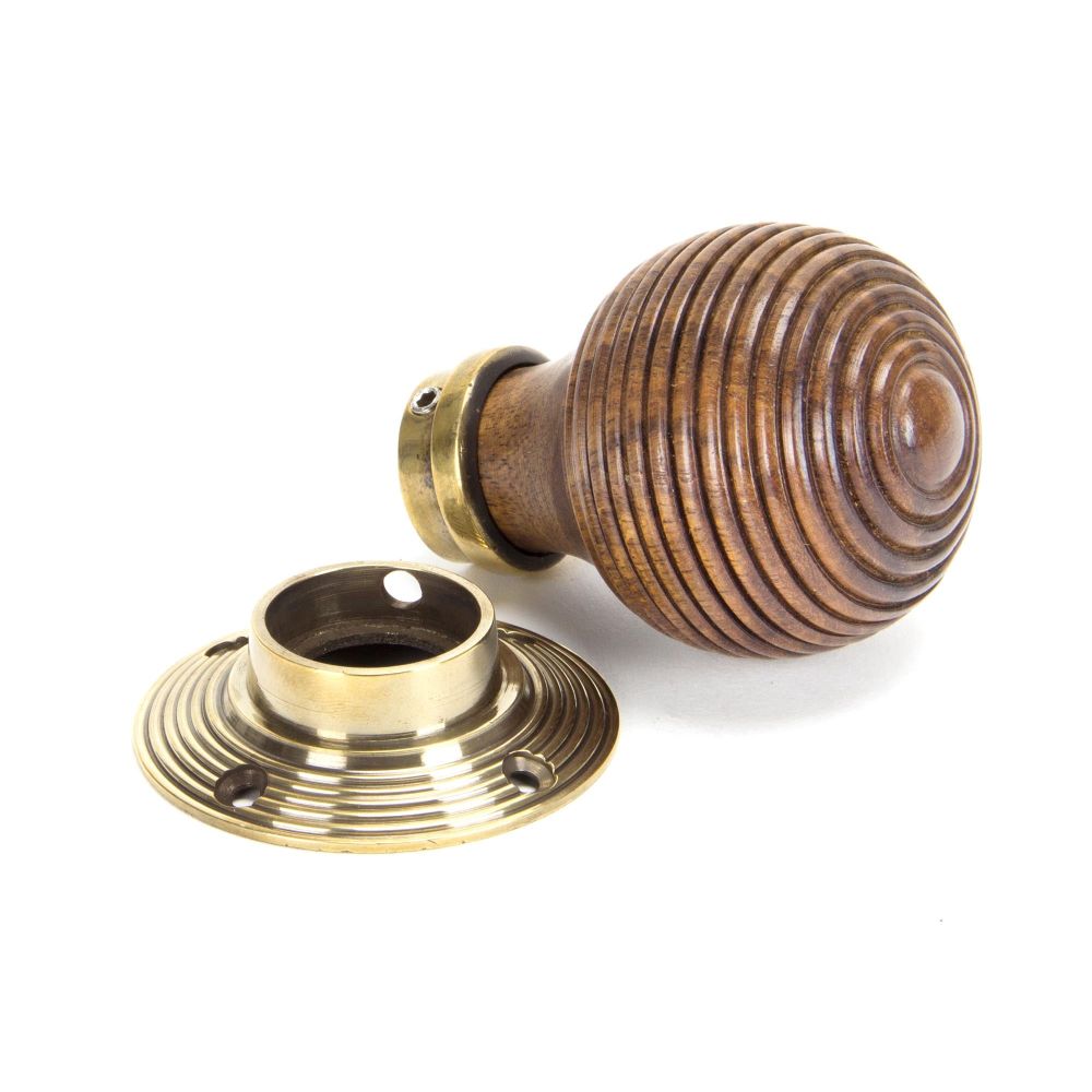 From The Anvil - Rosewood & Aged Brass Beehive Mortice/Rim Knob Set | Sku. 83573 | Trade Door Handles.