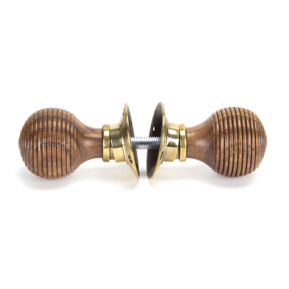 From The Anvil - Rosewood & Aged Brass Beehive Mortice/Rim Knob Set | Sku. 83573 | Trade Door Handles.