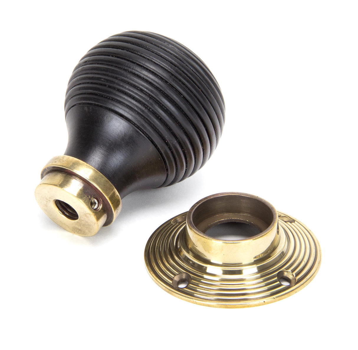 From The Anvil - Ebony & Aged Brass Beehive Mortice/Rim Knob Set | Sku. 83574 | Trade Door Handles.