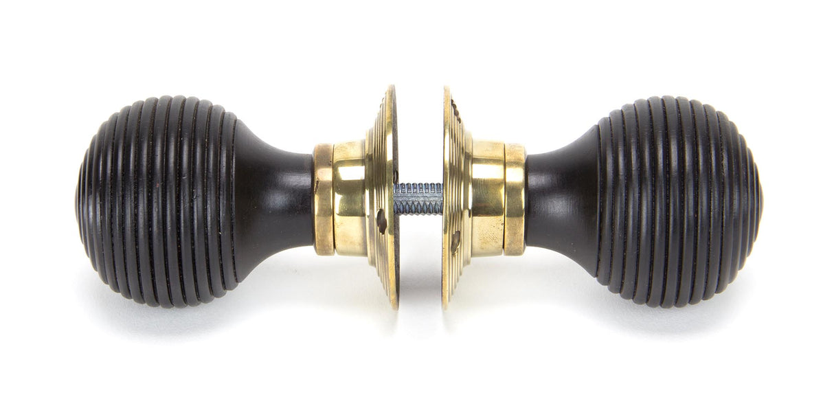 From The Anvil - Ebony & Aged Brass Beehive Mortice/Rim Knob Set | Sku. 83574 | Trade Door Handles.