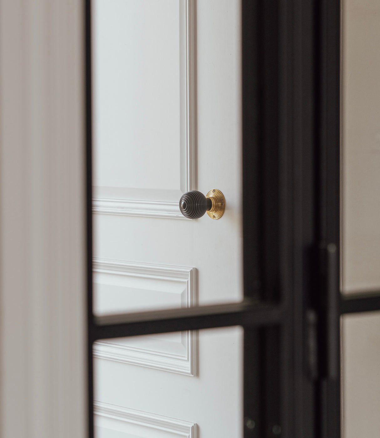From The Anvil - Ebony & Aged Brass Beehive Mortice/Rim Knob Set | Sku. 83574 | Trade Door Handles.