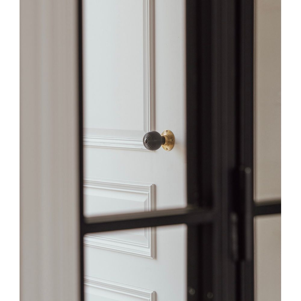 From The Anvil - Ebony & Aged Brass Beehive Mortice/Rim Knob Set | Sku. 83574 | Trade Door Handles.