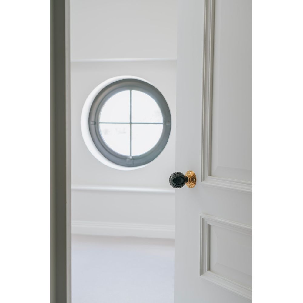 From The Anvil - Ebony & Aged Brass Beehive Mortice/Rim Knob Set | Sku. 83574 | Trade Door Handles.