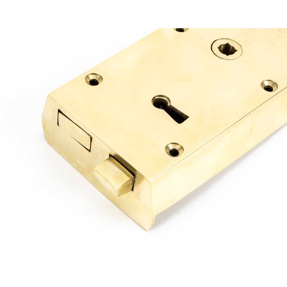From The Anvil - Polished Brass Right Hand Rim Lock - Small | Sku. 83580 | Trade Door Handles.