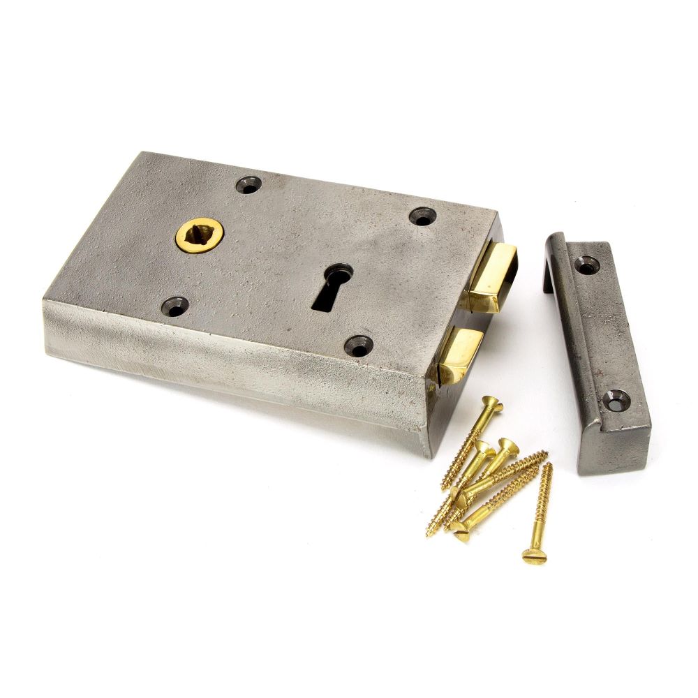 From The Anvil - Iron Left Hand Rim Lock - Small | Sku. 83583 | Trade Door Handles.