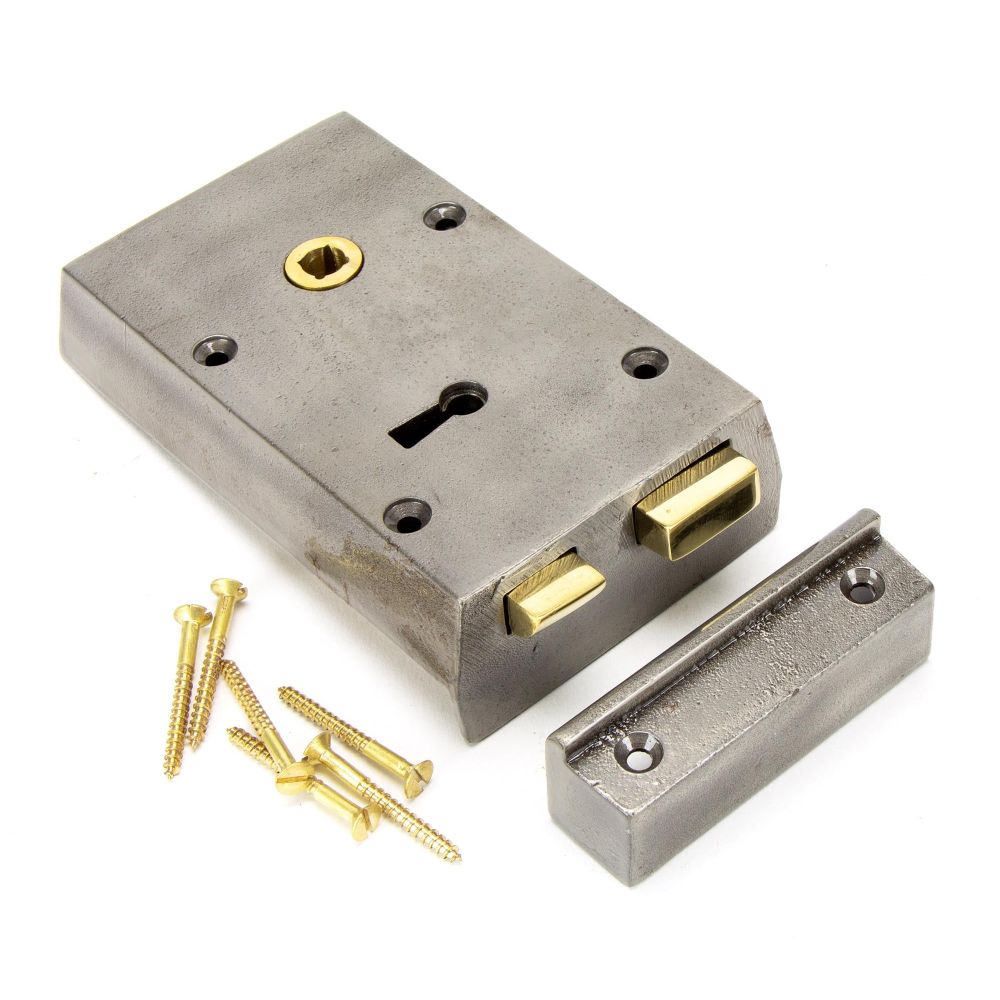 From The Anvil - Iron Left Hand Rim Lock - Small | Sku. 83583 | Trade Door Handles.