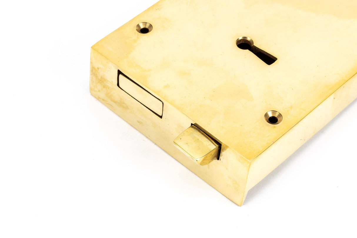 From The Anvil - Polished Brass Right Hand Rim Lock - Large | Sku. 83588 | Trade Door Handles.