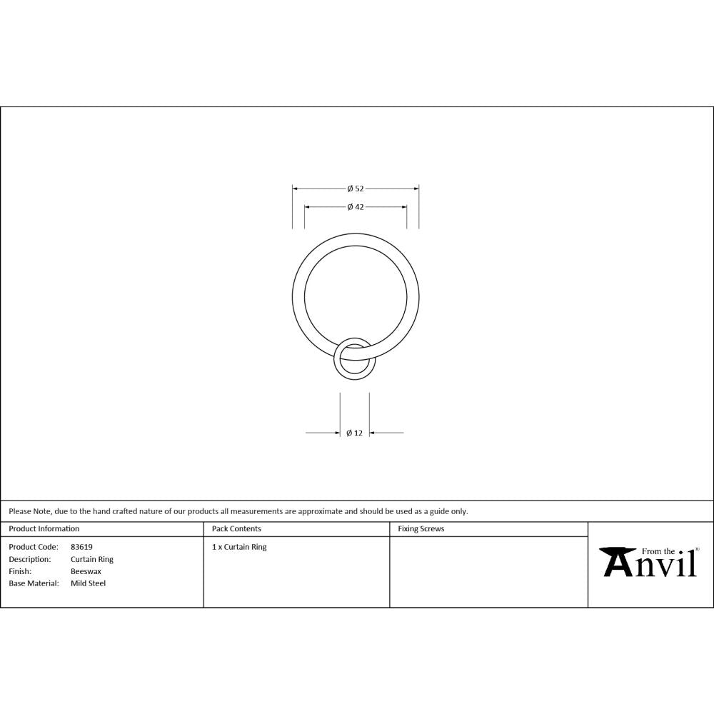 From The Anvil - Beeswax Curtain Ring | Sku. 83619 | Trade Door Handles.