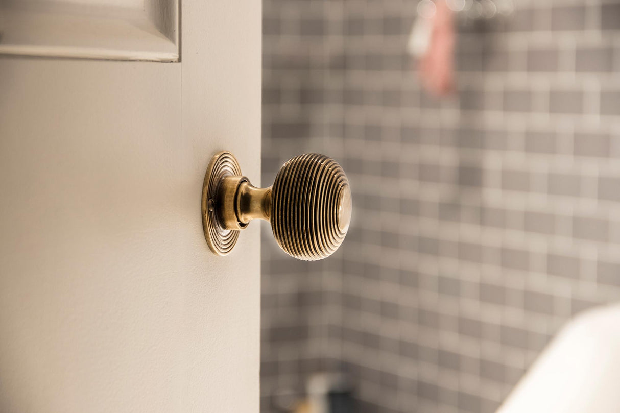 From The Anvil - Aged Brass Beehive Mortice/Rim Knob Set | Sku. 83633 | Trade Door Handles.