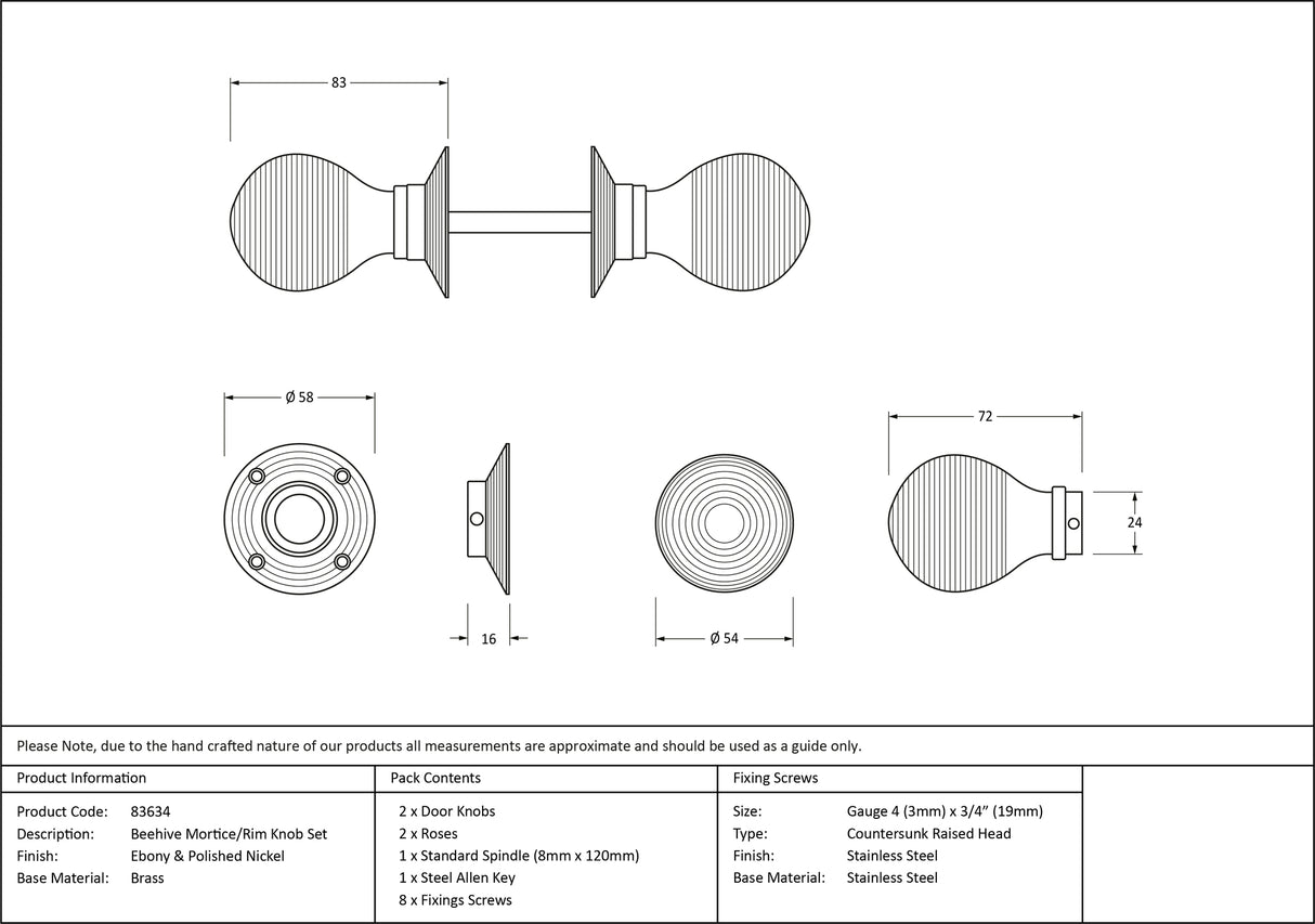 From The Anvil - Ebony and PN Beehive Mortice/Rim Knob Set | Sku. 83634 | Trade Door Handles.