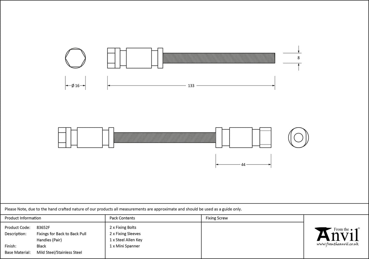 From The Anvil - Fixings for back to back pull handles (pair) | Sku. 83652F | Trade Door Handles.