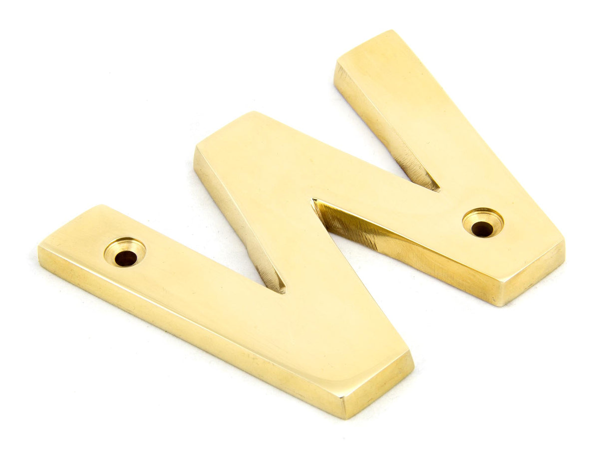 From The Anvil - Polished Brass Letter W | Sku. 83801W | Trade Door Handles.