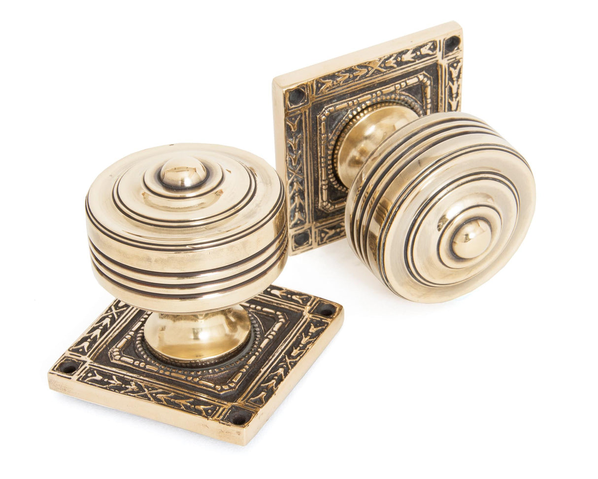 From The Anvil - Aged Brass Tewkesbury Square Mortice Knob Set | Sku. 83860 | Trade Door Handles.
