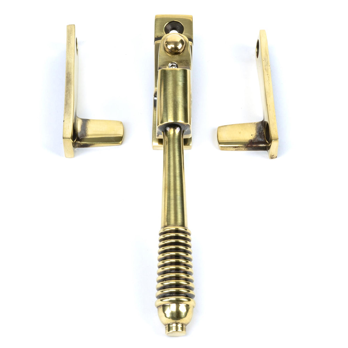 From The Anvil - Aged Brass Night-Vent Locking Reeded Fastener | Sku. 83911 | Trade Door Handles.