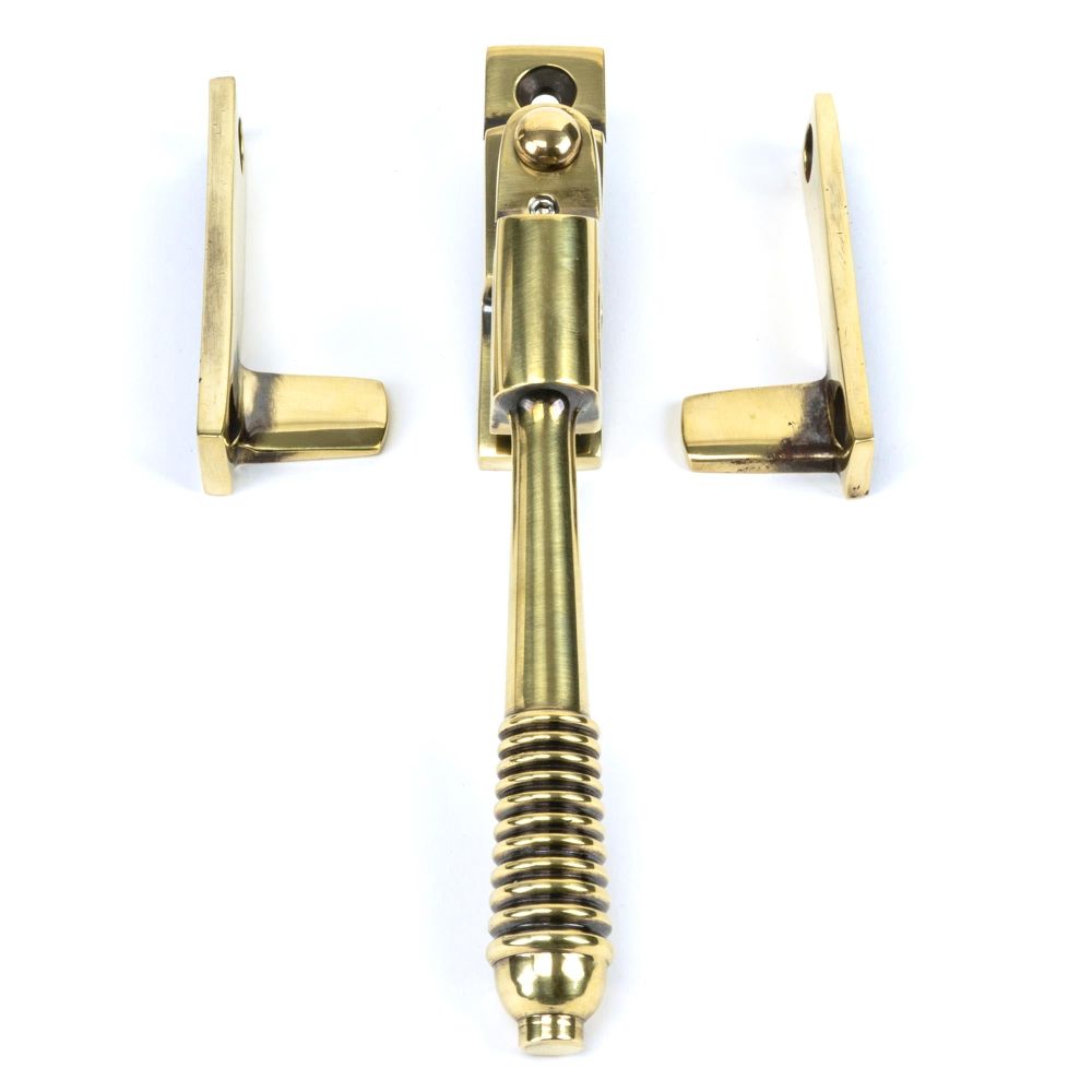 From The Anvil - Aged Brass Night-Vent Locking Reeded Fastener | Sku. 83911 | Trade Door Handles.