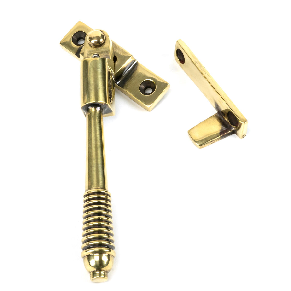 From The Anvil - Aged Brass Night-Vent Locking Reeded Fastener | Sku. 83911 | Trade Door Handles.