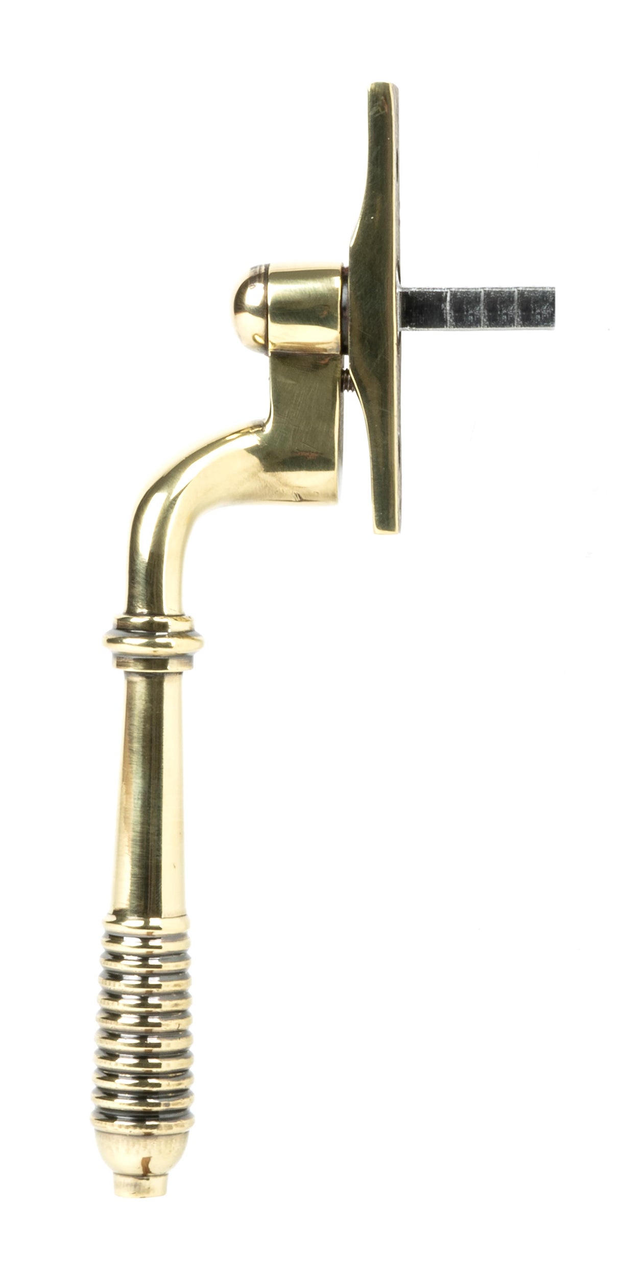 From The Anvil - Aged Brass Reeded Espag - RH | Sku. 83915 | Trade Door Handles.