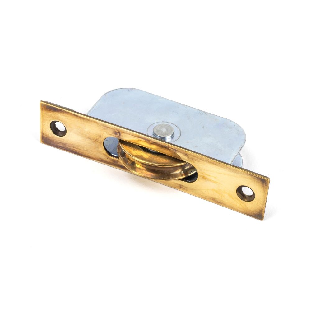 From The Anvil - Aged Brass Square Ended Sash Pulley 75kg | Sku. 83919 | Trade Door Handles.