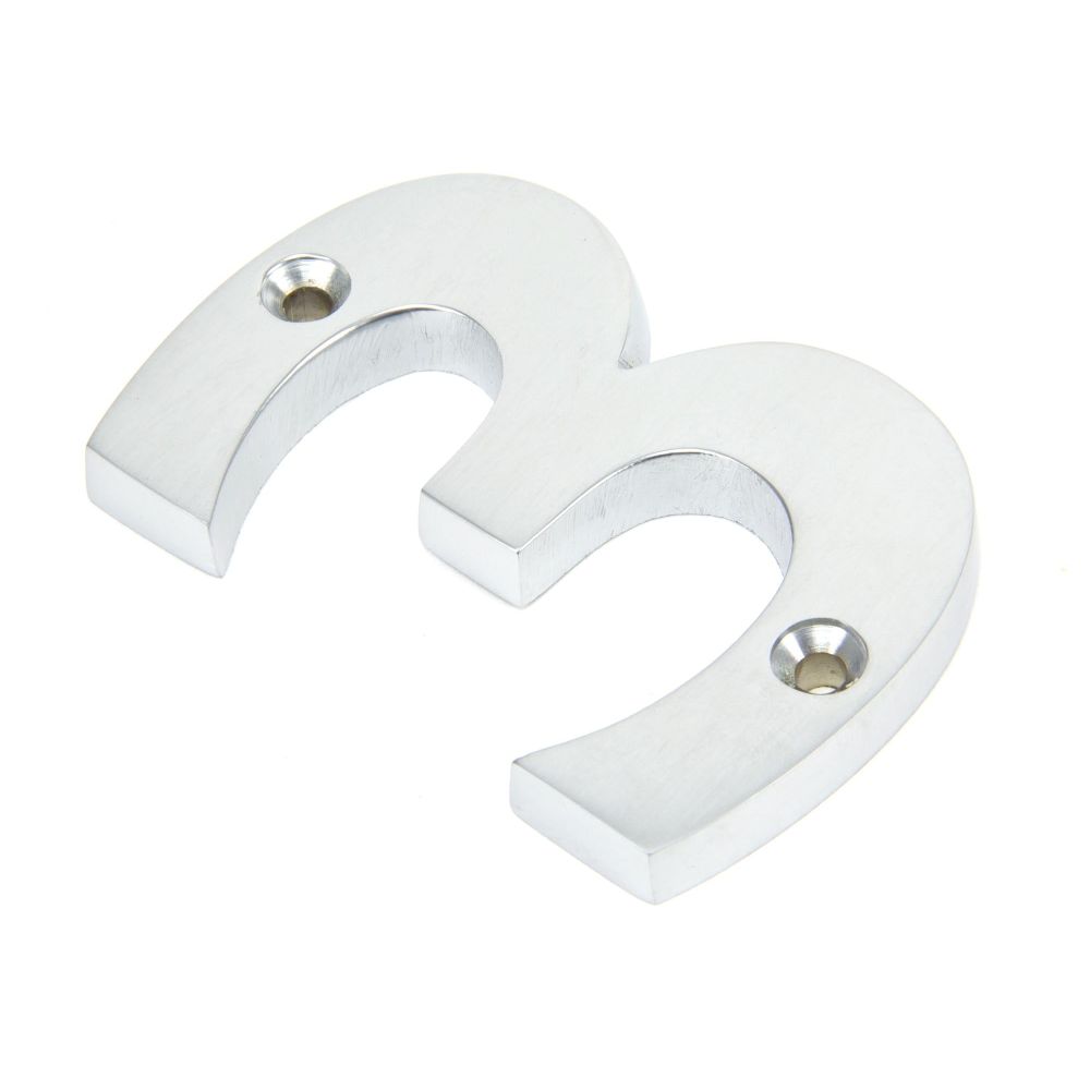 From The Anvil - Satin Chrome Numeral 3 | Sku. 83923 | Trade Door Handles.