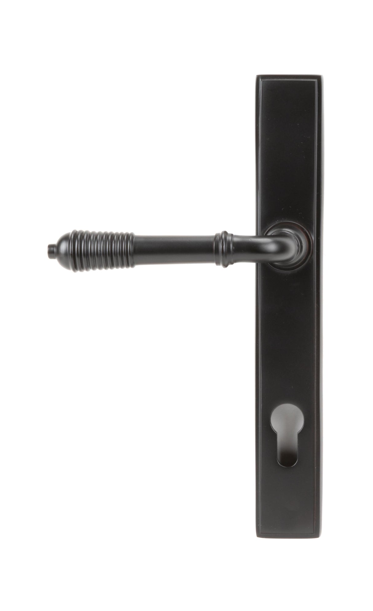 From The Anvil - Aged Bronze Reeded Slimline Lever Espag. Lock Set | Sku. 83952 | Trade Door Handles.