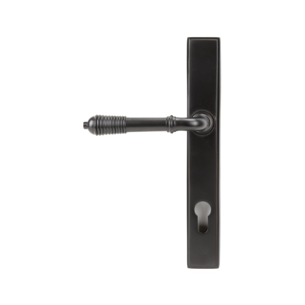 From The Anvil - Aged Bronze Reeded Slimline Lever Espag. Lock Set | Sku. 83952 | Trade Door Handles.