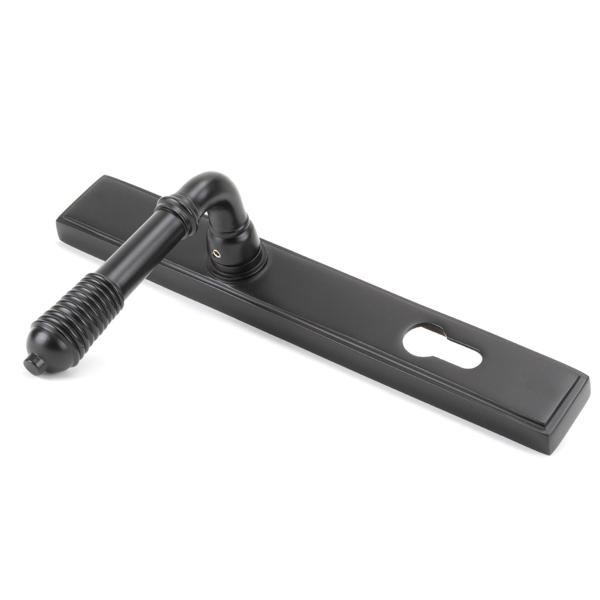 From The Anvil - Aged Bronze Reeded Slimline Lever Espag. Lock Set | Sku. 83952 | Trade Door Handles.