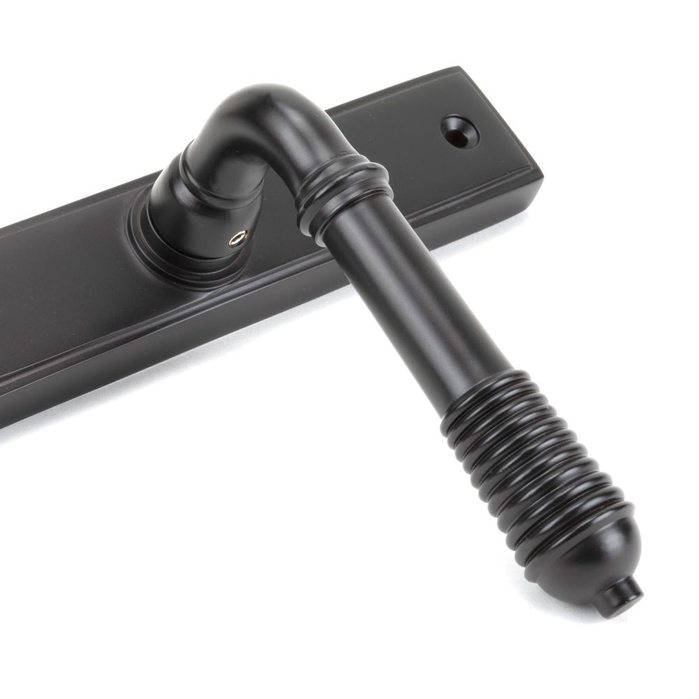 From The Anvil - Aged Bronze Reeded Slimline Lever Espag. Lock Set | Sku. 83952 | Trade Door Handles.