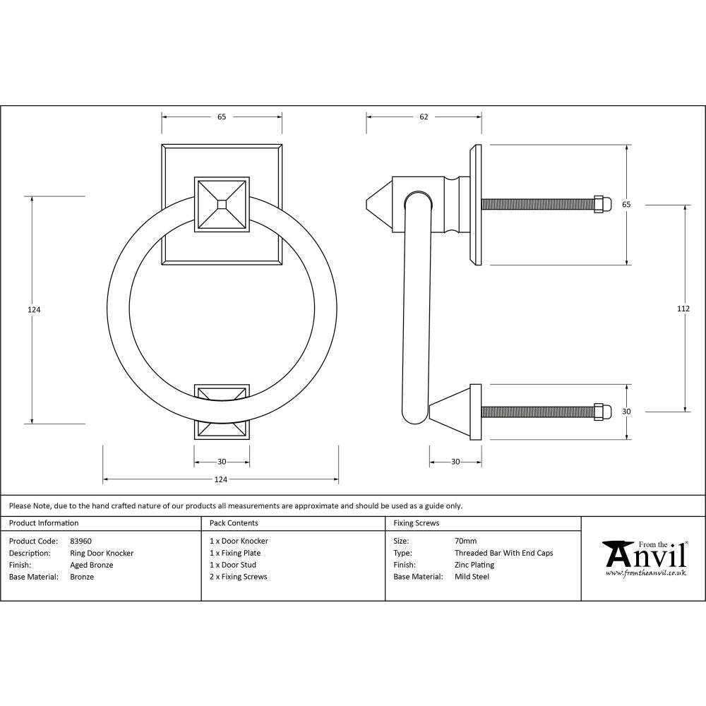 From The Anvil - Aged Bronze Ring Door Knocker | Sku. 83960 | Trade Door Handles.