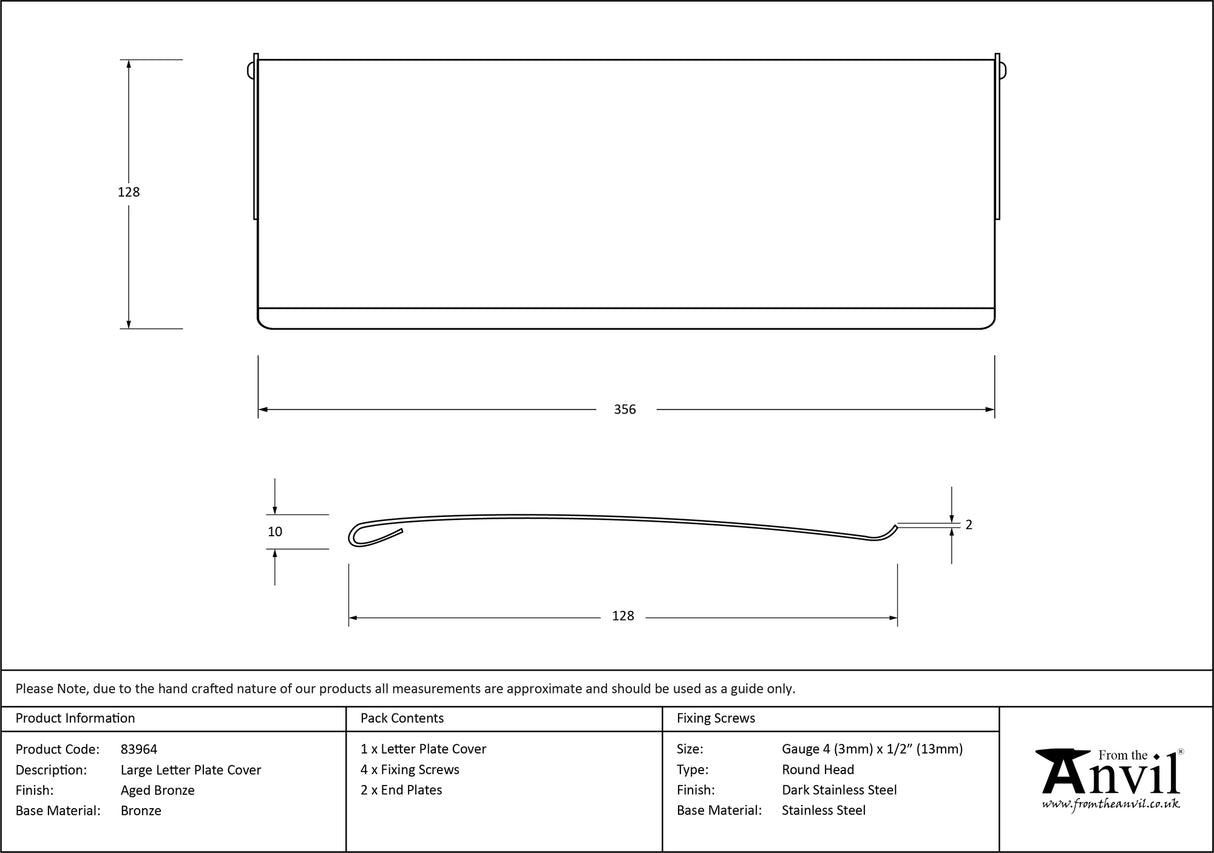 From The Anvil - Aged Bronze Large Letter Plate Cover | Sku. 83964 | Trade Door Handles.