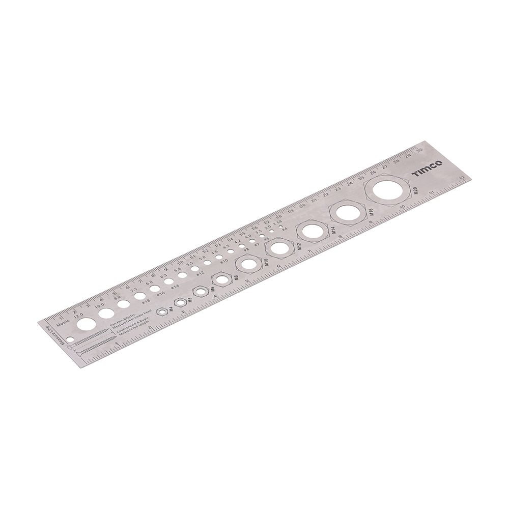 This is an image of Timco - Fixings Gauge and Ruler 300mm (1 Each Wallet) 863227
