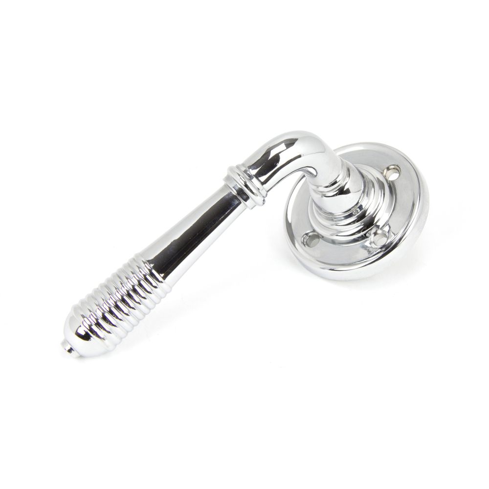 From The Anvil - Polished Chrome Reeded Lever on Rose Set | Sku. 90007 | Trade Door Handles.