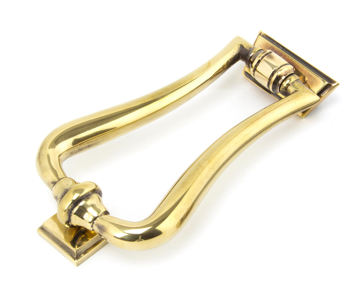 From The Anvil - Aged Brass Slimline Art Deco Door Knocker | Sku. 90028 | Trade Door Handles.