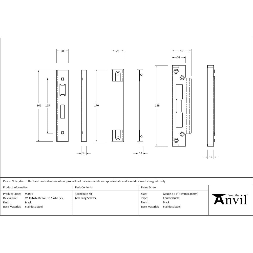 From The Anvil - Black 1/2" Rebate Kit for HD Sash Lock | Sku. 90054 | Trade Door Handles.