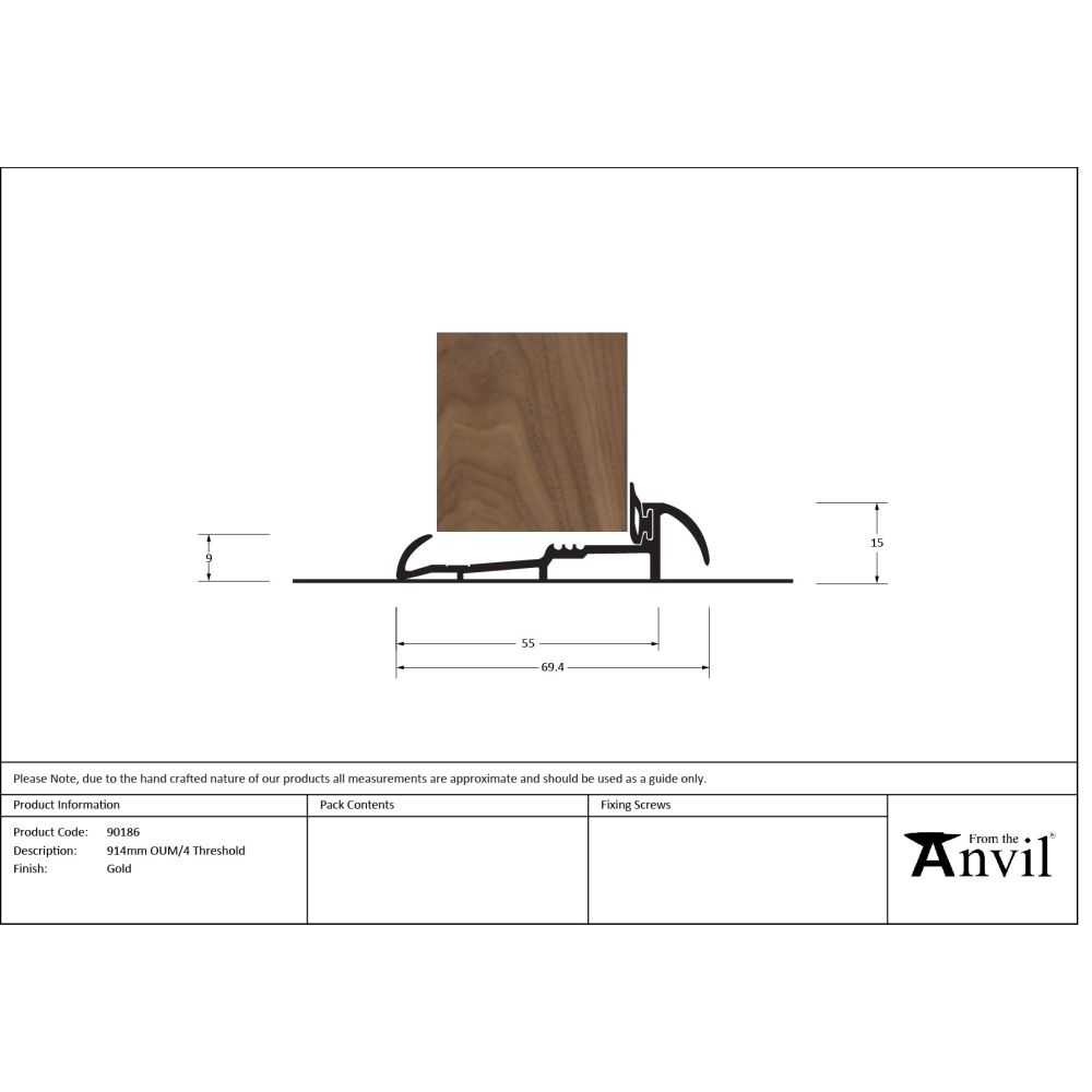 From The Anvil - Gold 914mm OUM/4 Threshold | Sku. 90186 | Trade Door Handles.