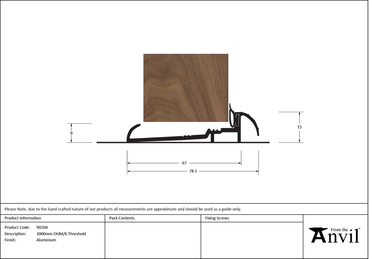 From The Anvil - Aluminium 3000mm OUM/6 Threshold | Sku. 90204 | Trade Door Handles.