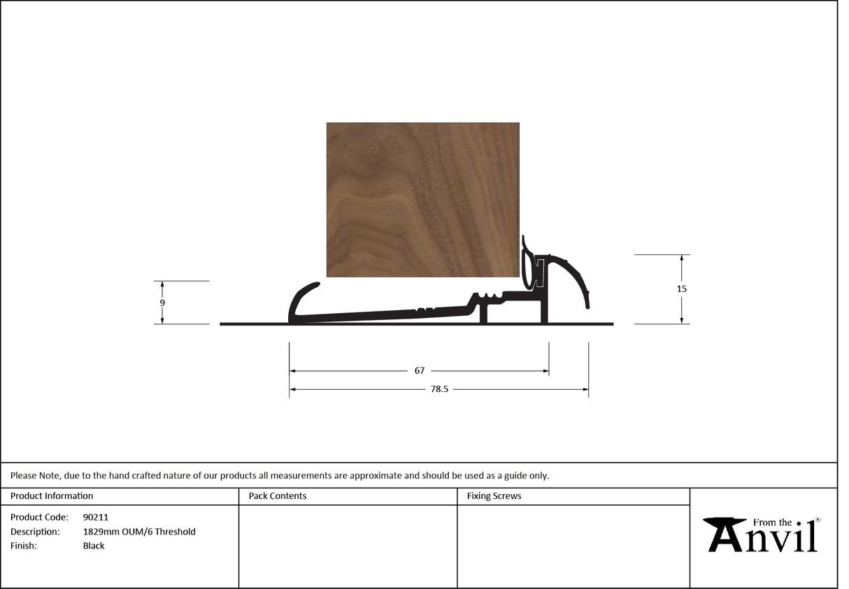 From The Anvil - Black 1829mm OUM/6 Threshold | Sku. 90211 | Trade Door Handles.