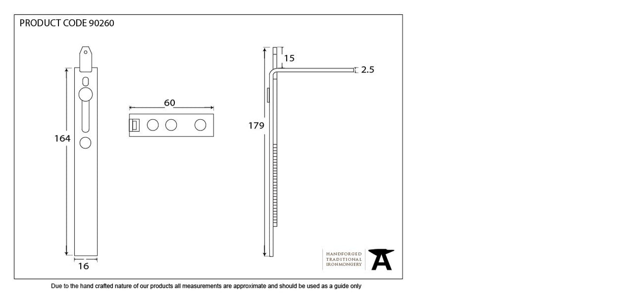From The Anvil - BZP Excal - 370-500mm Shootbolt Extension Rod | Sku. 90260 | Trade Door Handles.