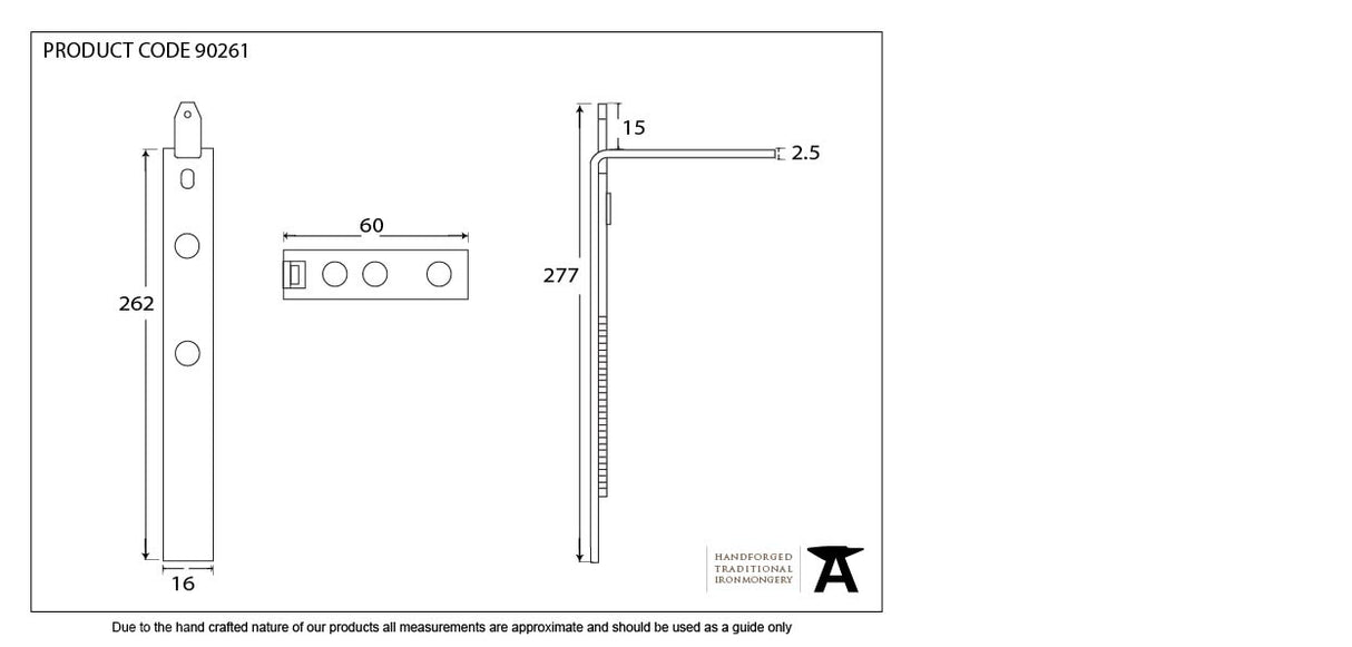 From The Anvil - BZP Excal - 490-700mm Shootbolt Extension Rod | Sku. 90261 | Trade Door Handles.