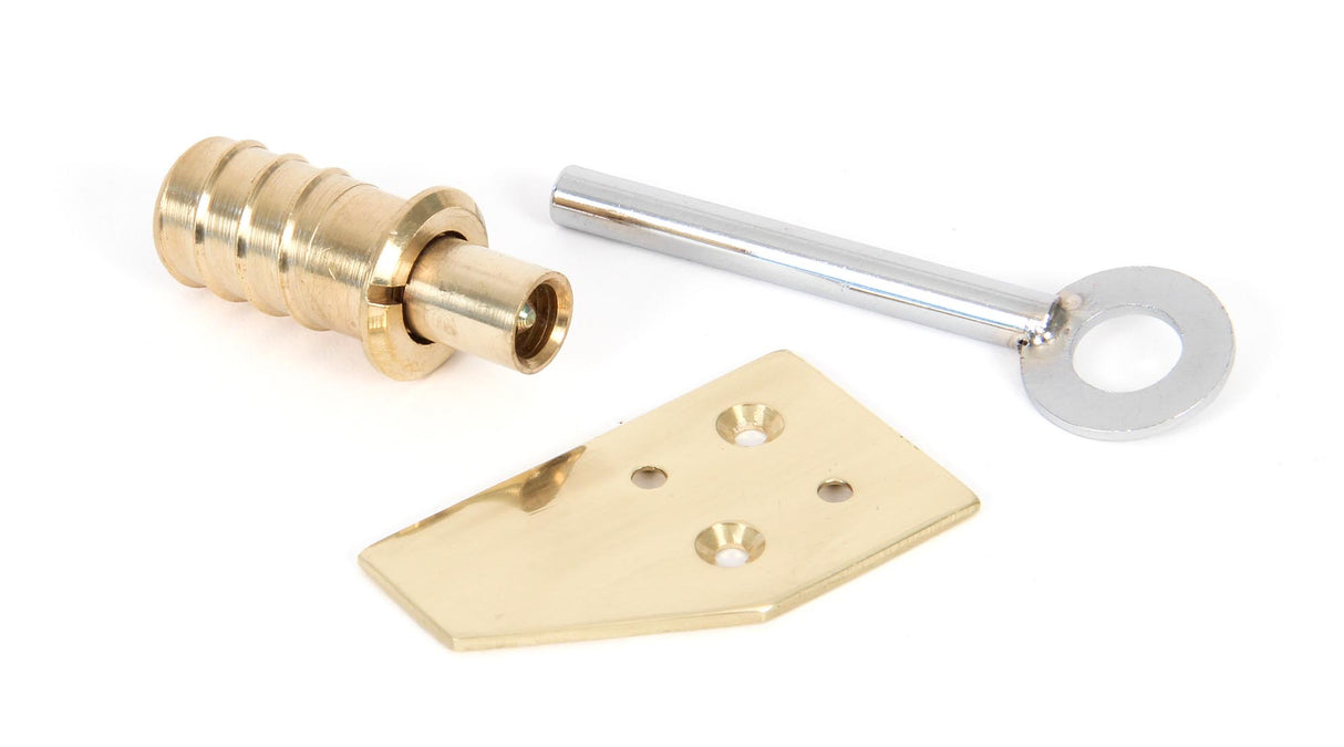 From The Anvil - Polished Brass Key-Flush Sash Stop | Sku. 90271 | Trade Door Handles.